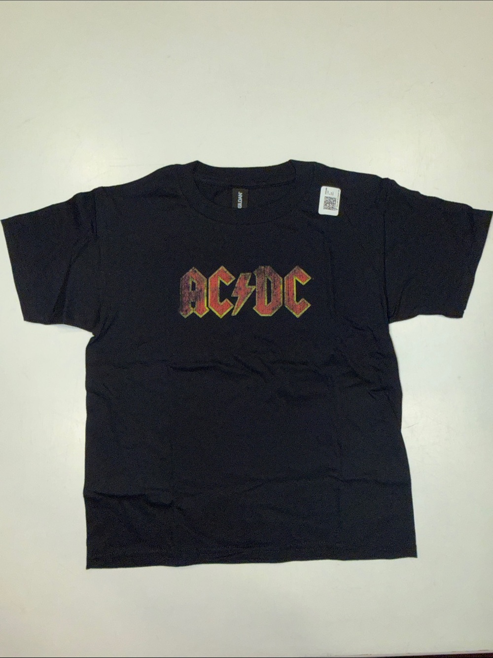 Gildan Black Kids Short Sleeve Tee with Red and Yellow AC/DC Logo